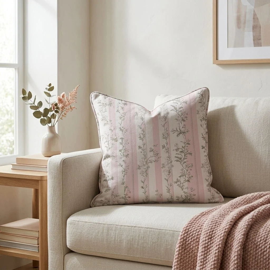 Blooming Stripes Throw Pillow - Image 2