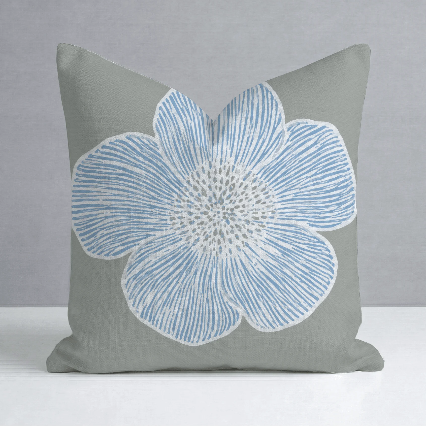 Blue Dresses Lemongrass Floral Throw Pillow - Image 3