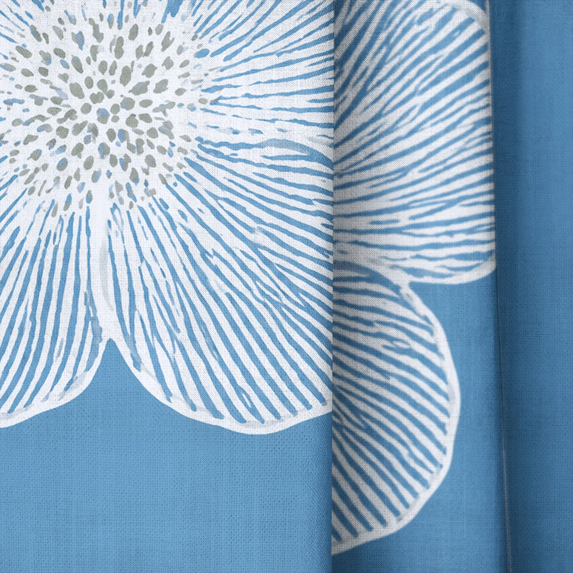 Blue Dresses Steel Blue Flower - Drapery - Image 3