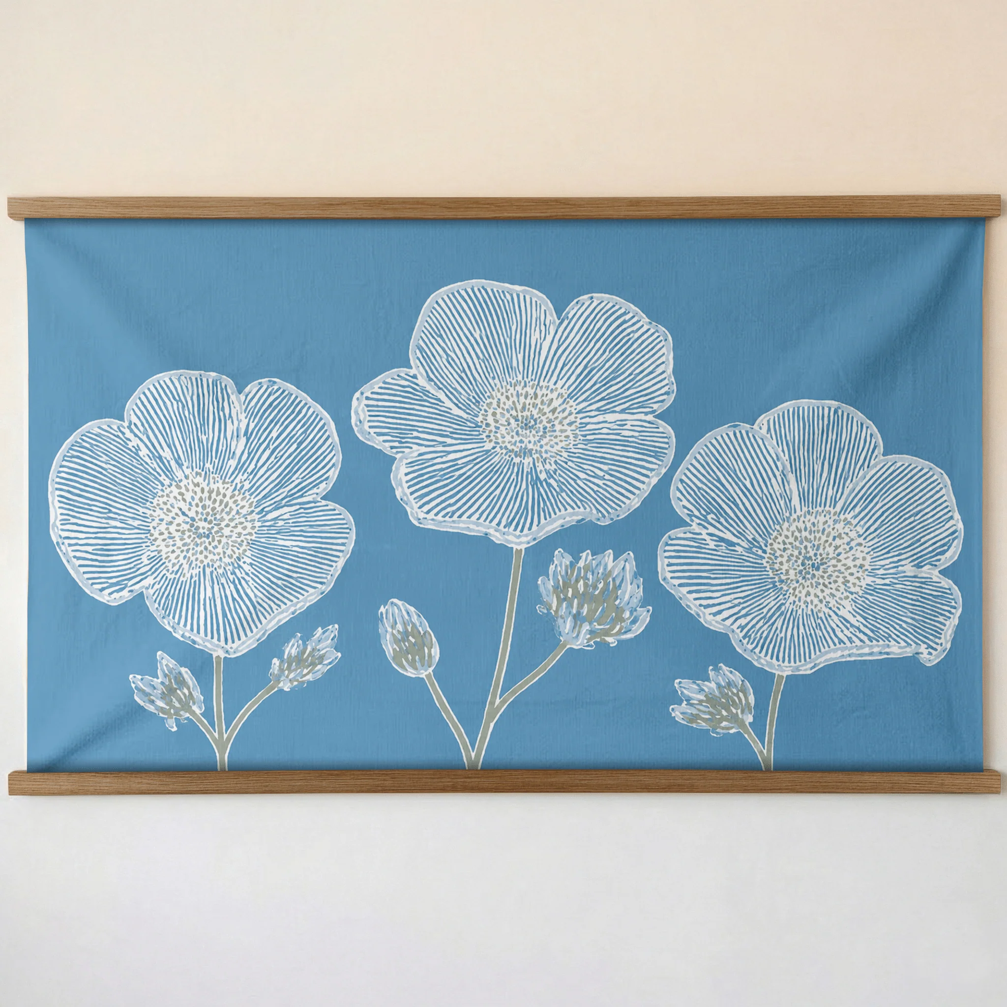 Blue Dresses Steel Blue Flower Study - Tapestry - Image 7