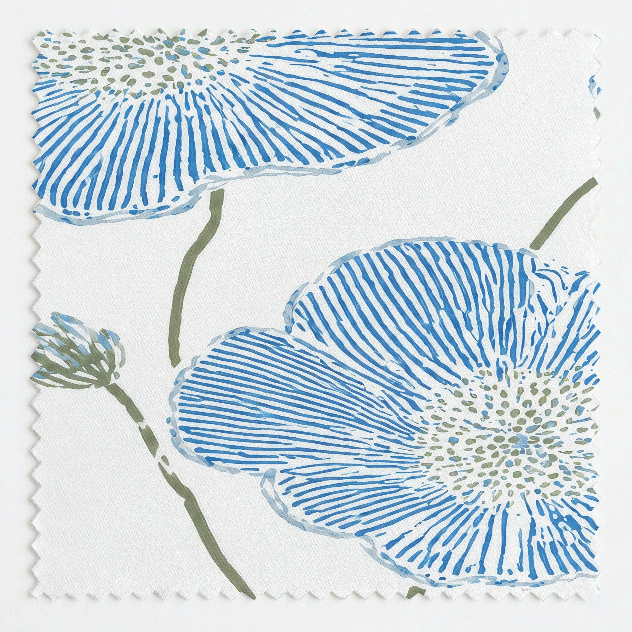 Blue Dresses White Flower Study - Fabric