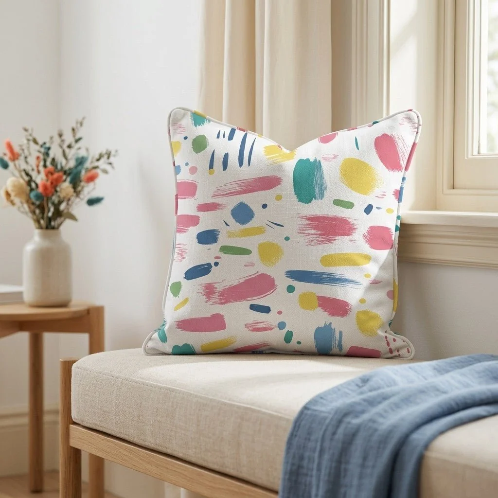 Brushstroke Bliss Throw Pillow - Image 2