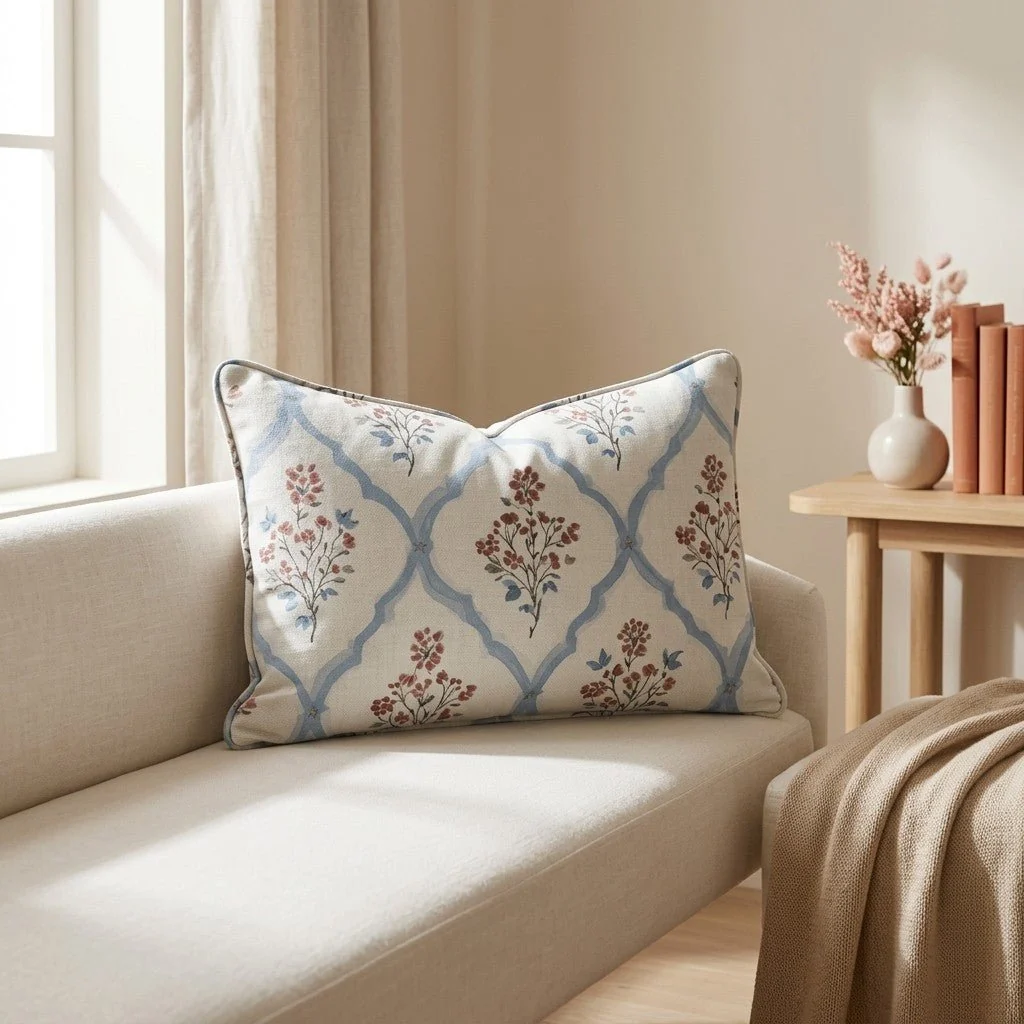 Chambray Tiles Throw Pillow - Image 3