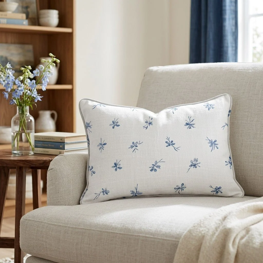 Evie Blue Throw Pillow - Image 3