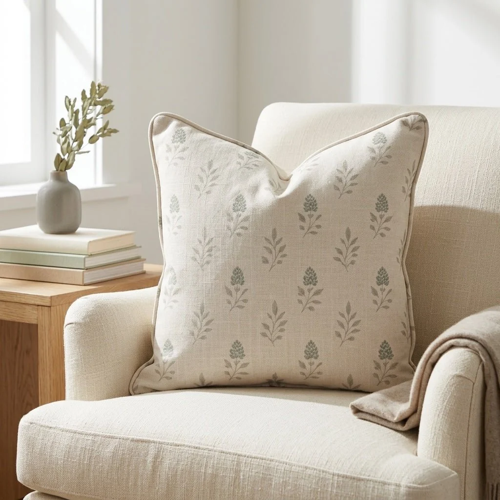 Hedgerow Bone Floral Throw Pillow - Image 2