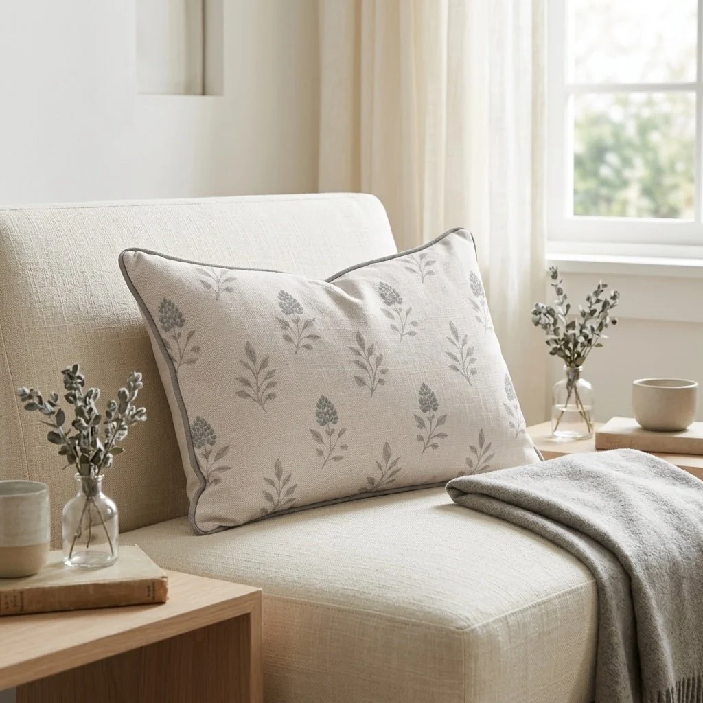 Hedgerow Bone Floral Throw Pillow - Image 3