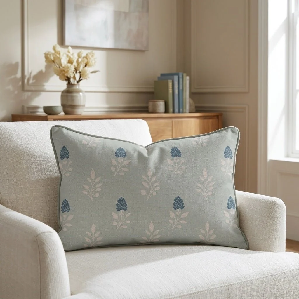 Hedgerow Sage Floral Throw Pillow - Image 3
