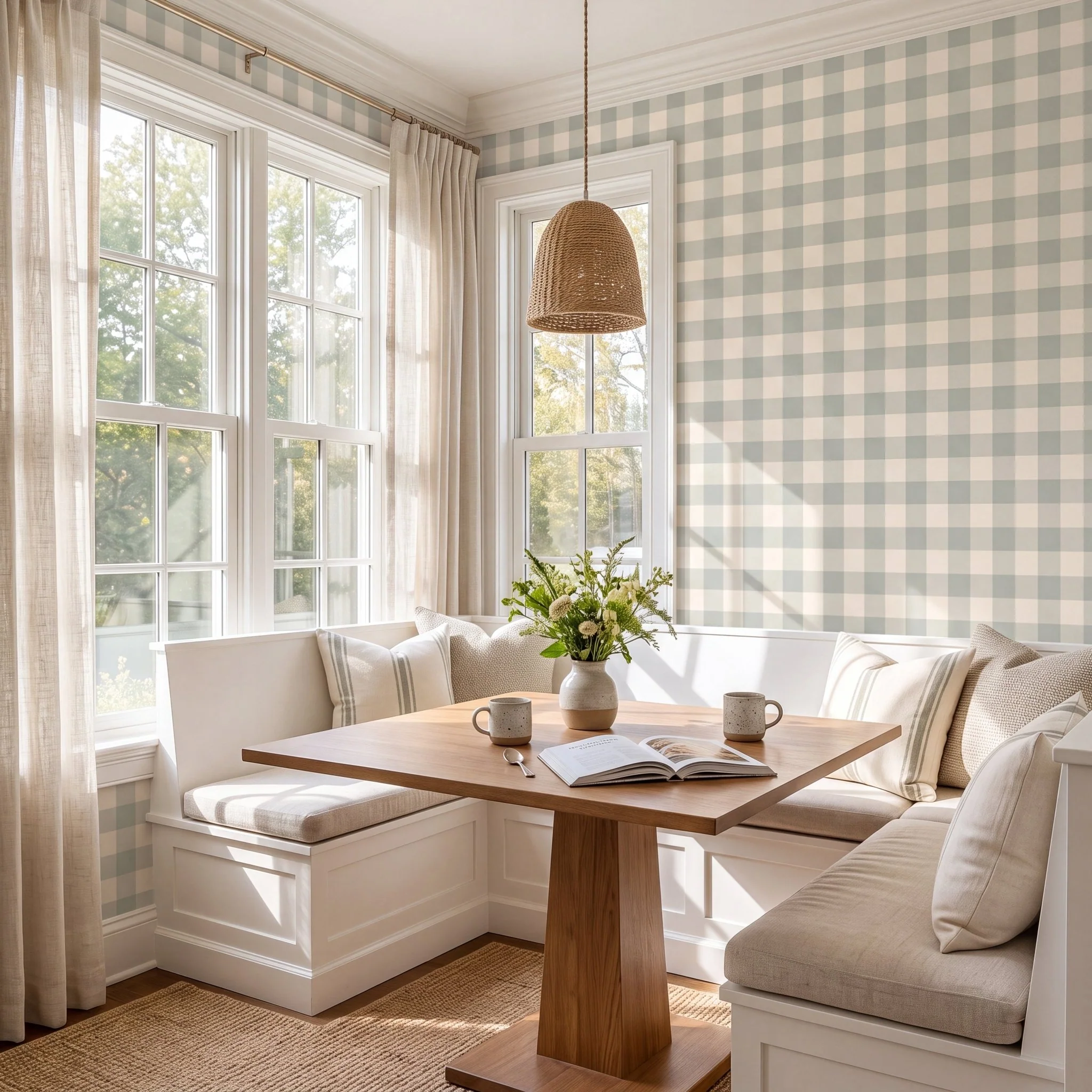 Hedgerow Sage Gingham Wallpaper - Image 2