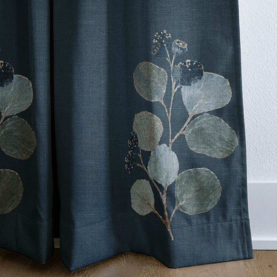 Hedgerow Teal Botanical - Drapery