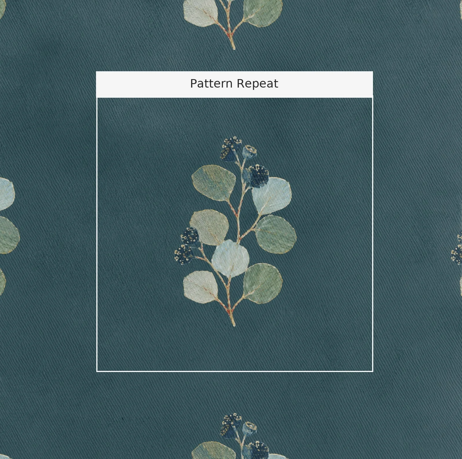 Hedgerow Teal Botanical - Fabric - Image 2