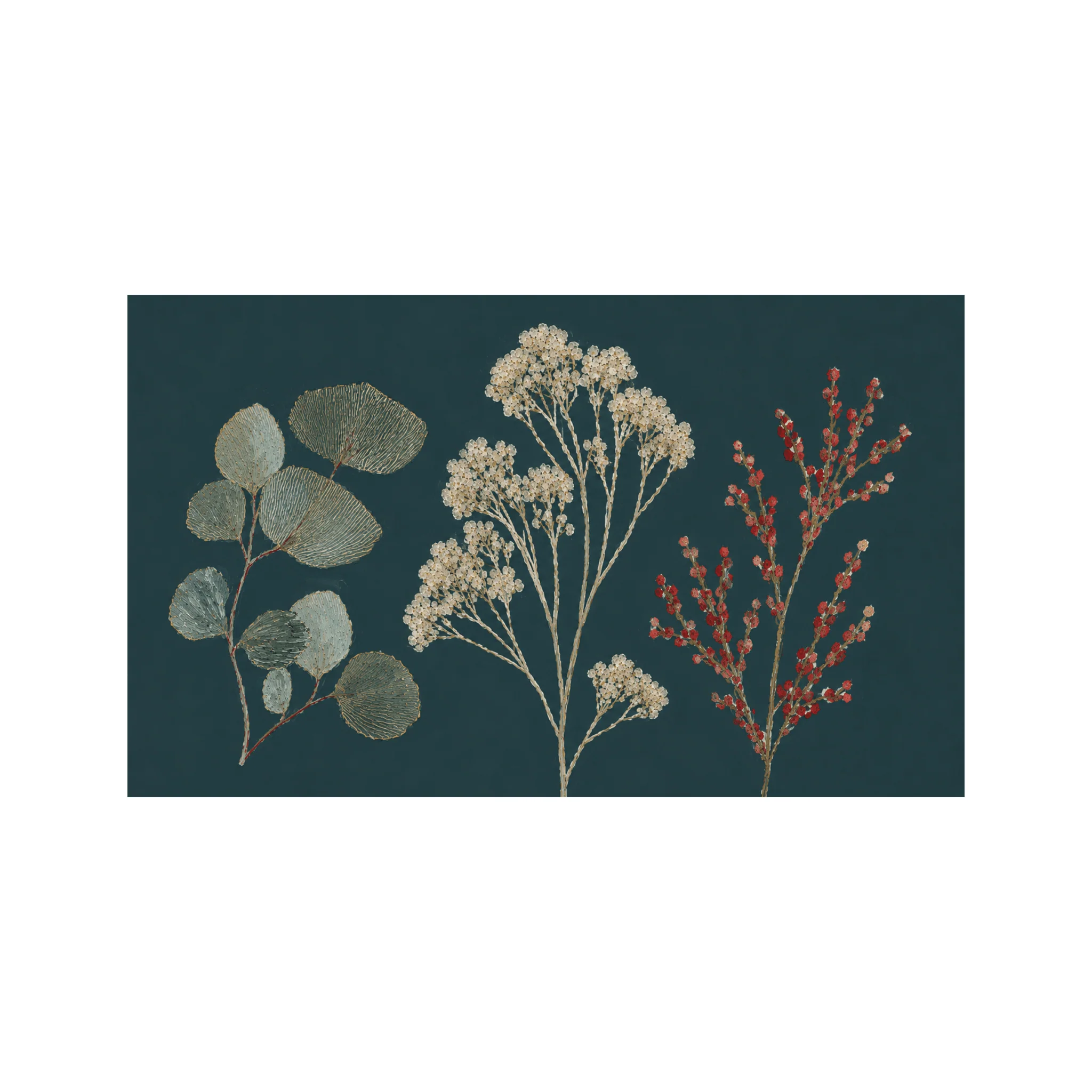 Hedgerow Teal Botanical Study - Tapestry - Image 4