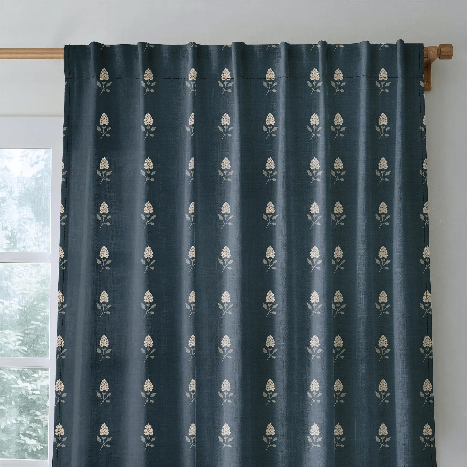 Hedgerow Teal Floral - Drapery - Image 5