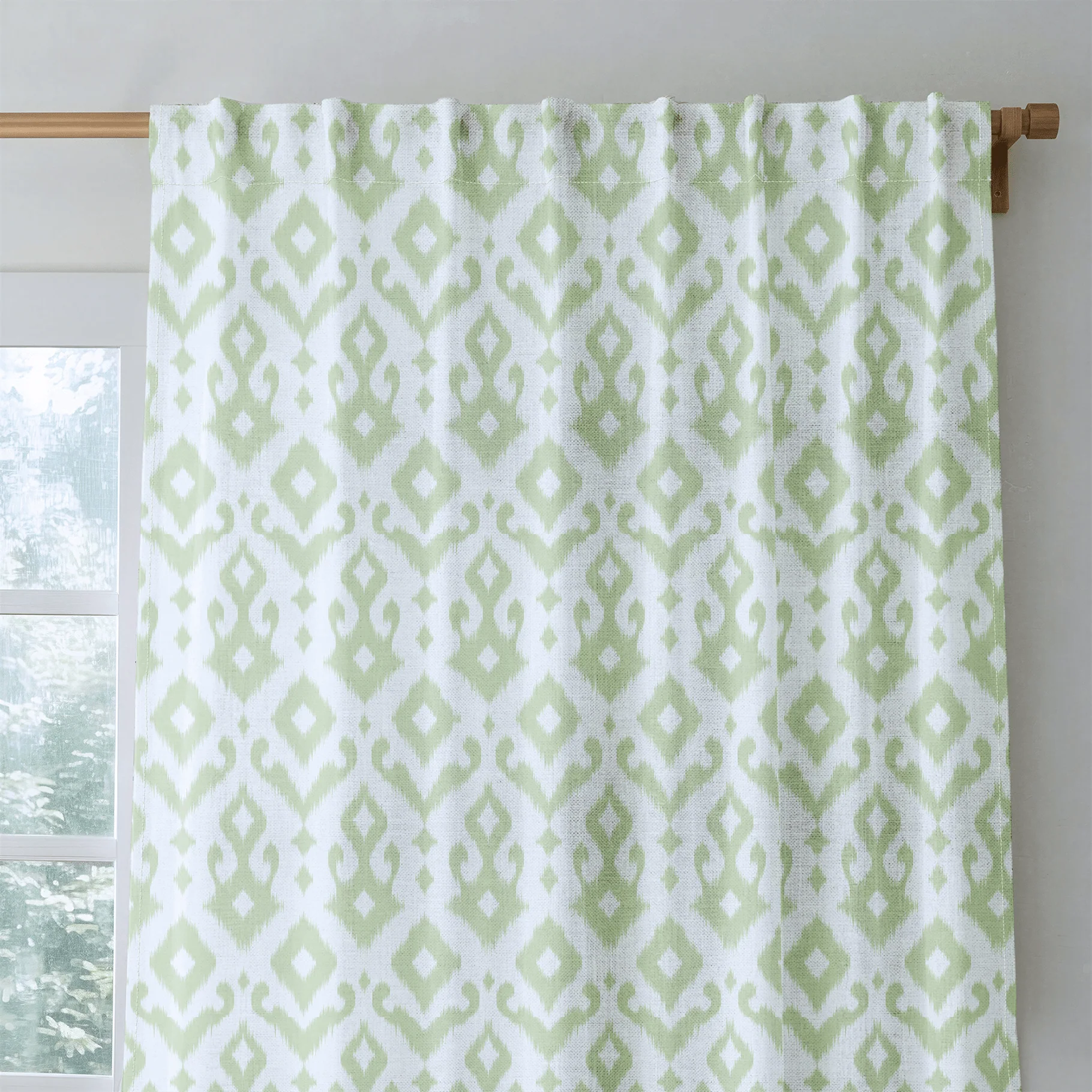 Key Lime Celadon Ikat - Drapery - Image 5