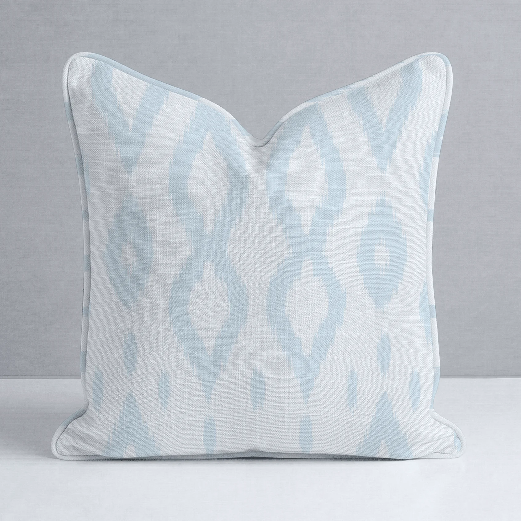 Key Lime Columbia Blue Ikat Throw Pillow