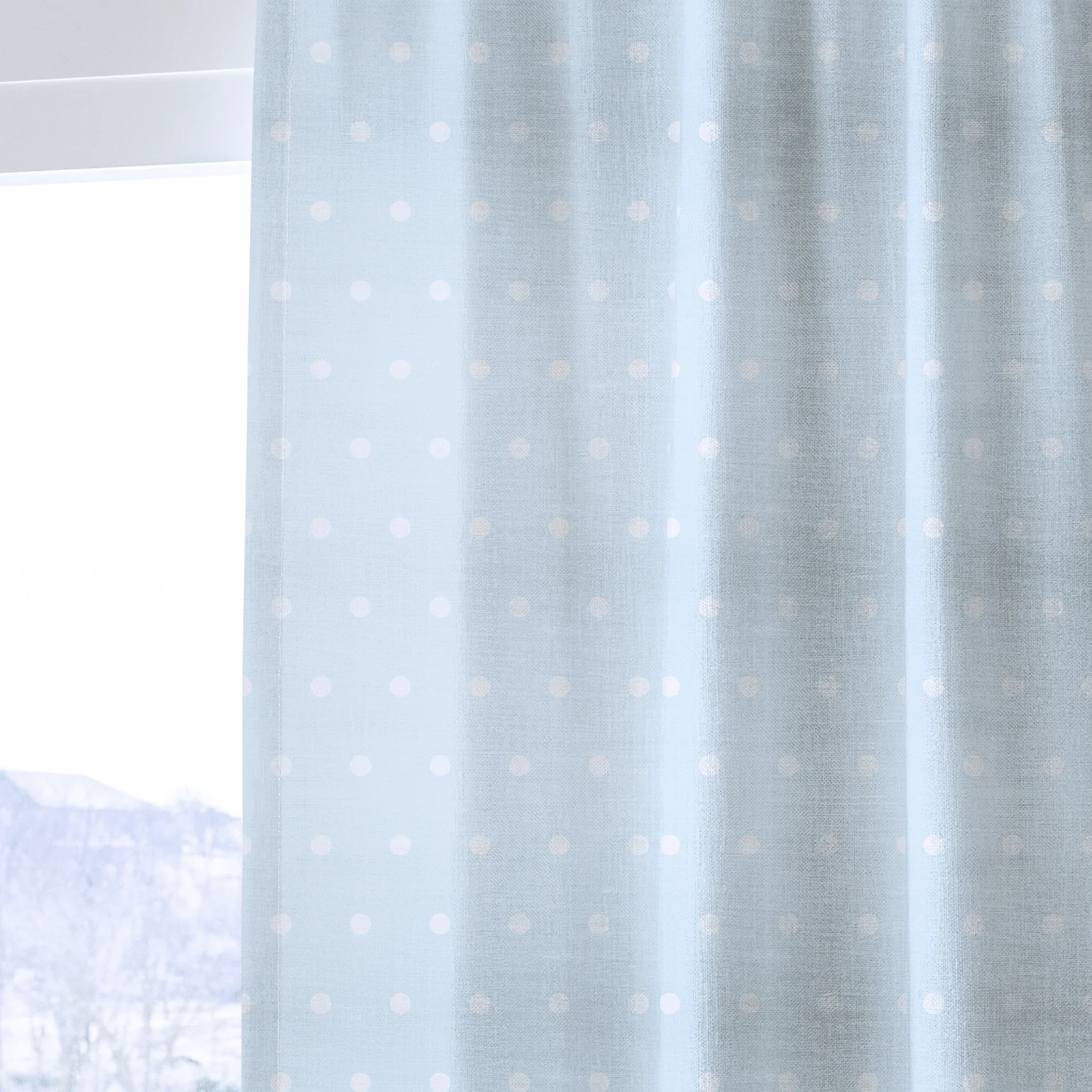 Key Lime Columbia Blue Polka Dot - Drapery - Image 4