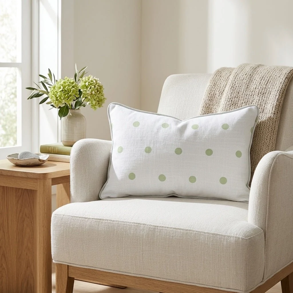 Key Lime Ice Polka Dot Throw Pillow - Image 3