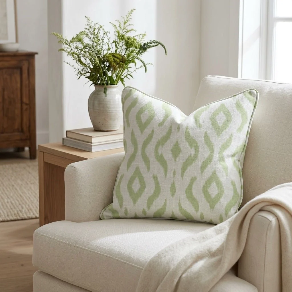 Key Lime Ikat Throw Pillow - Image 2