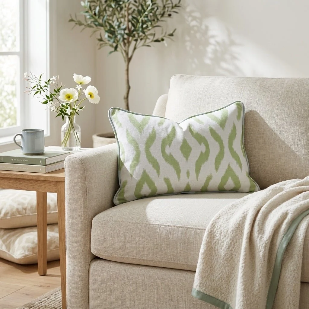Key Lime Ikat Throw Pillow - Image 3