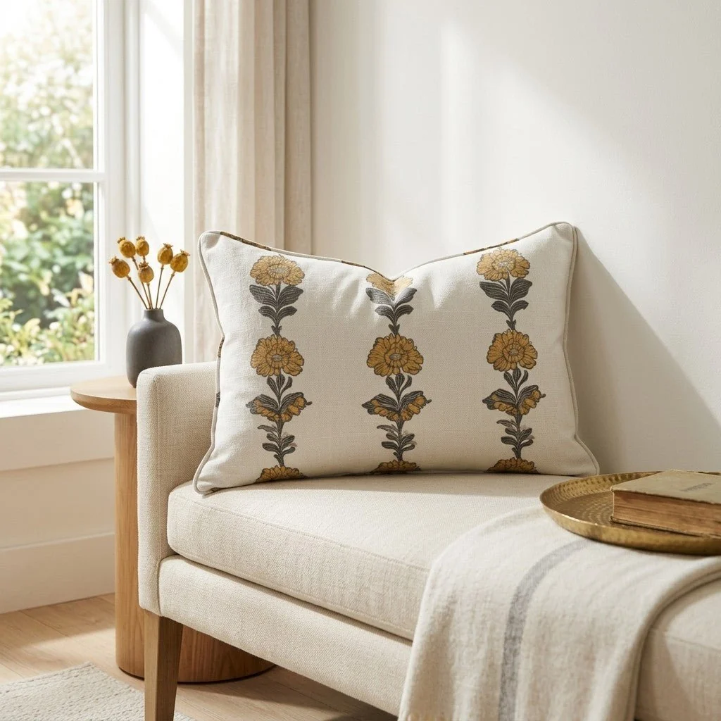 Lemon Poppy Throw Pillow - Image 3