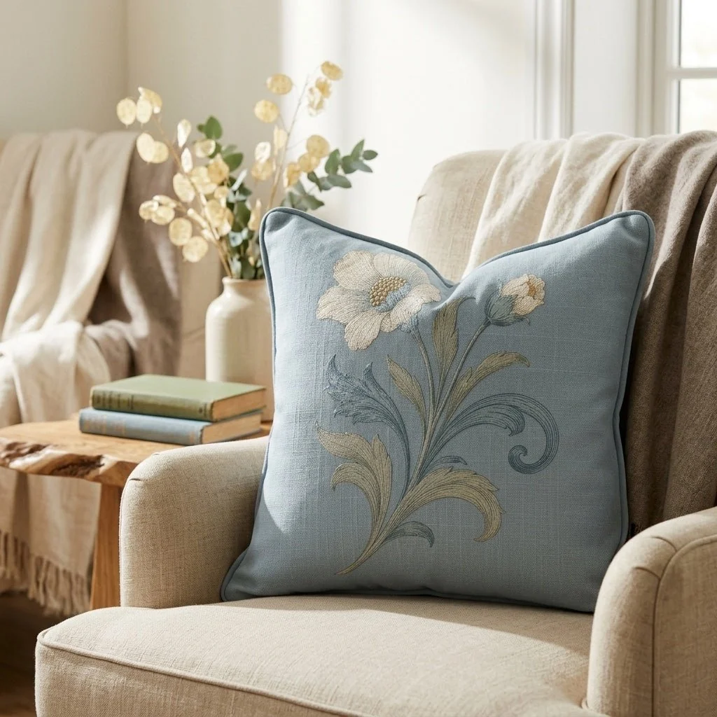Orange County Cool Grey Botanicals Throw Pillow - Image 2