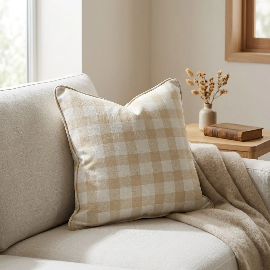 Orange County Pavlova Gingham Throw Pillow - Image 2