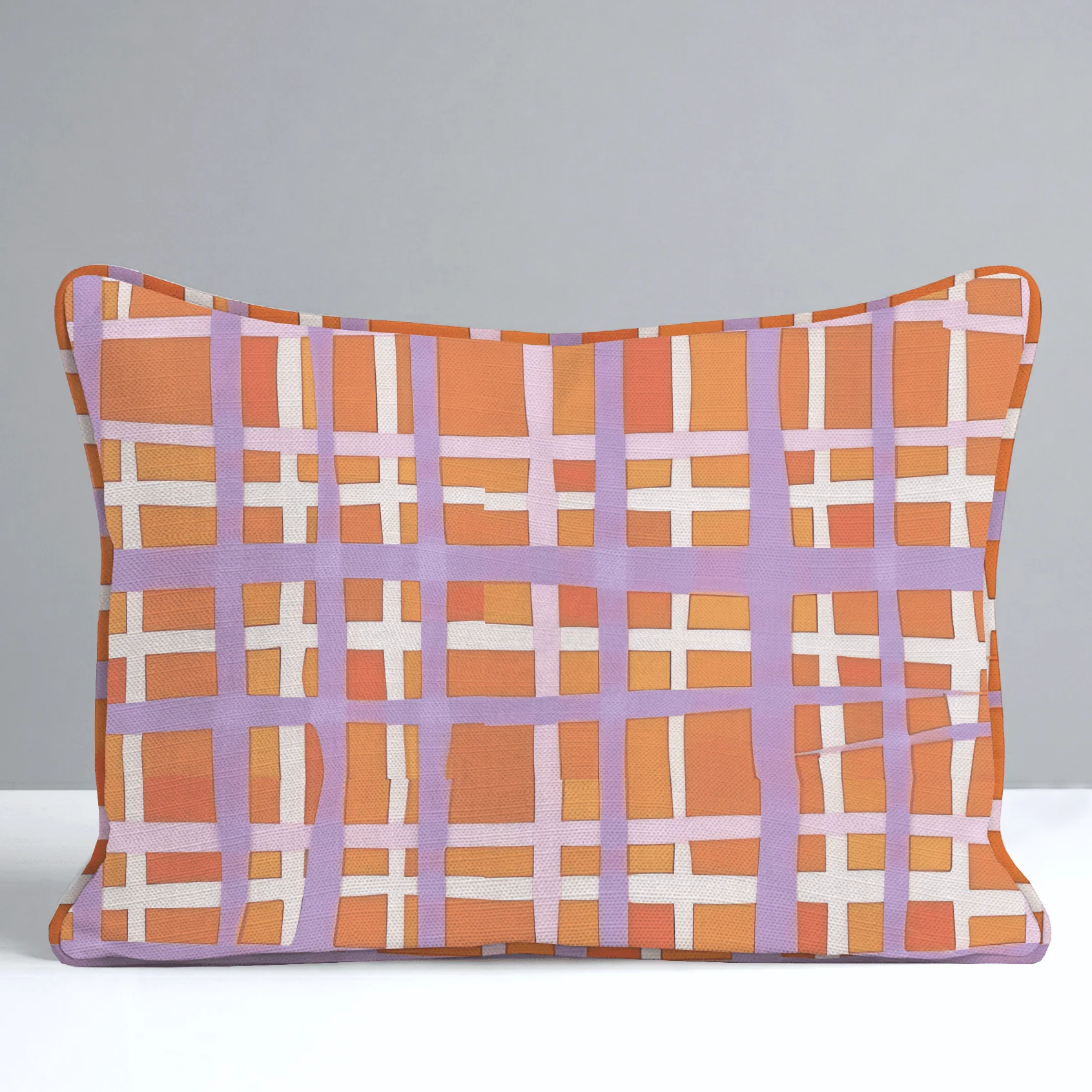 Peachy Gridlock Throw Pillow - Image 7