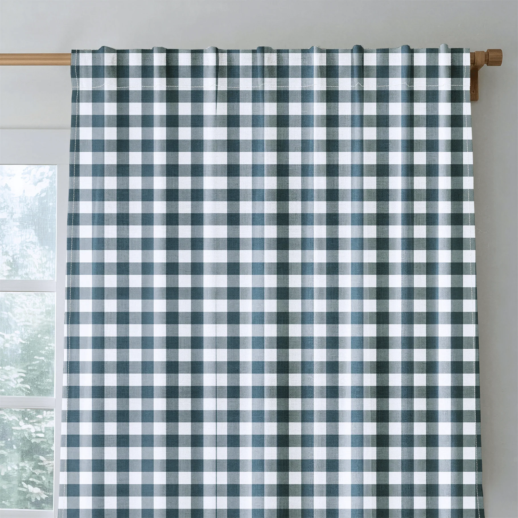 Pearl's Haven Teal Gingham - Drapery - Image 5