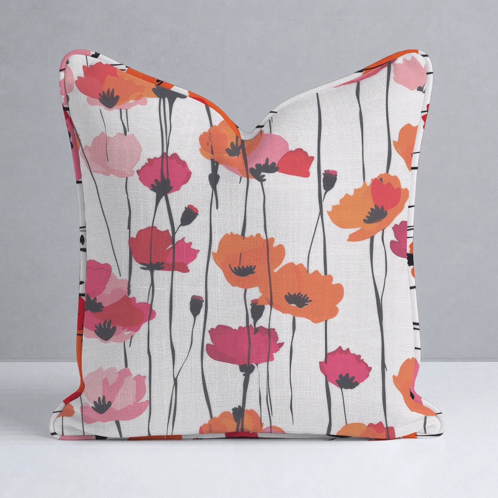 Piper's Poppy Parade Throw Pillow
