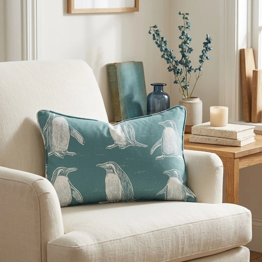 Polly Penguins Throw Pillow - Image 3