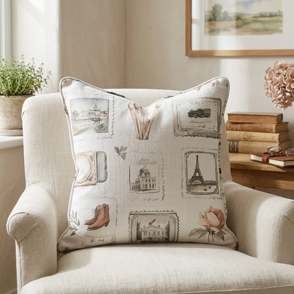 Postcards from Paris Throw Pillow - Image 2