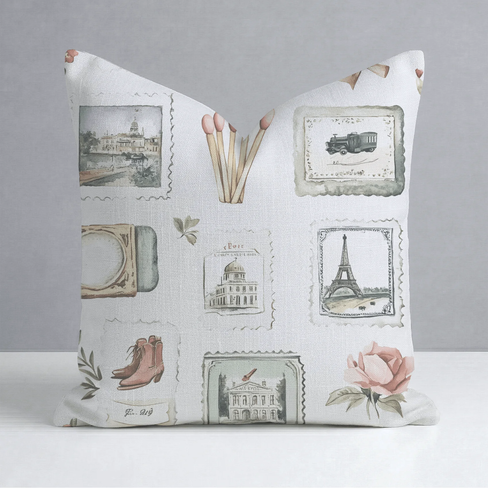 Postcards from Paris Throw Pillow - Image 8