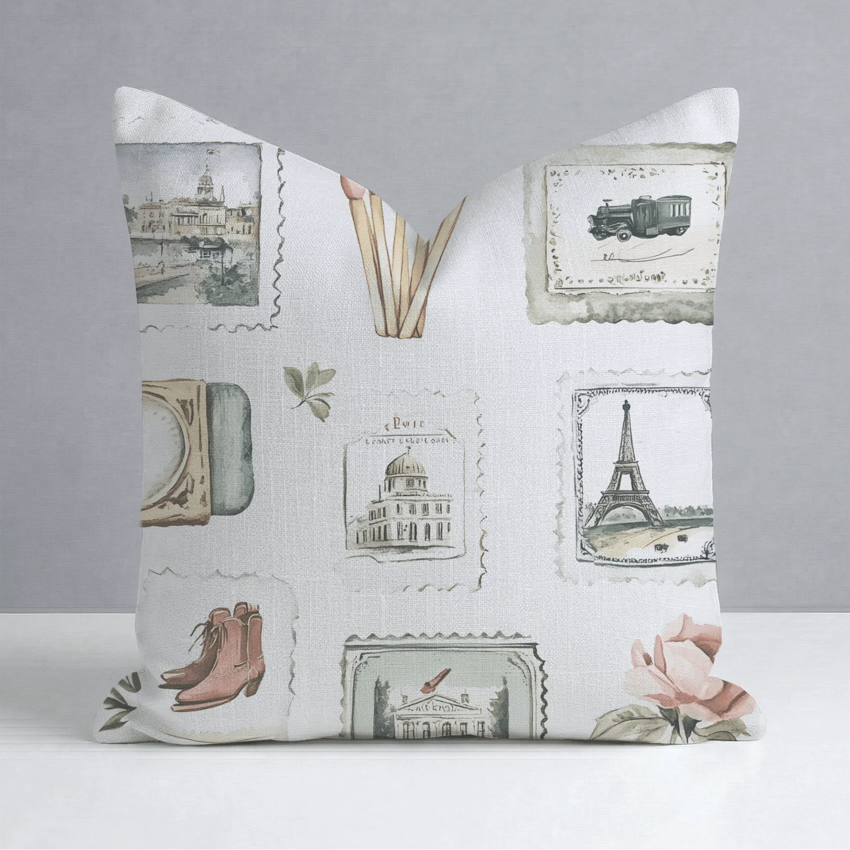 Postcards from Paris Throw Pillow - Image 9