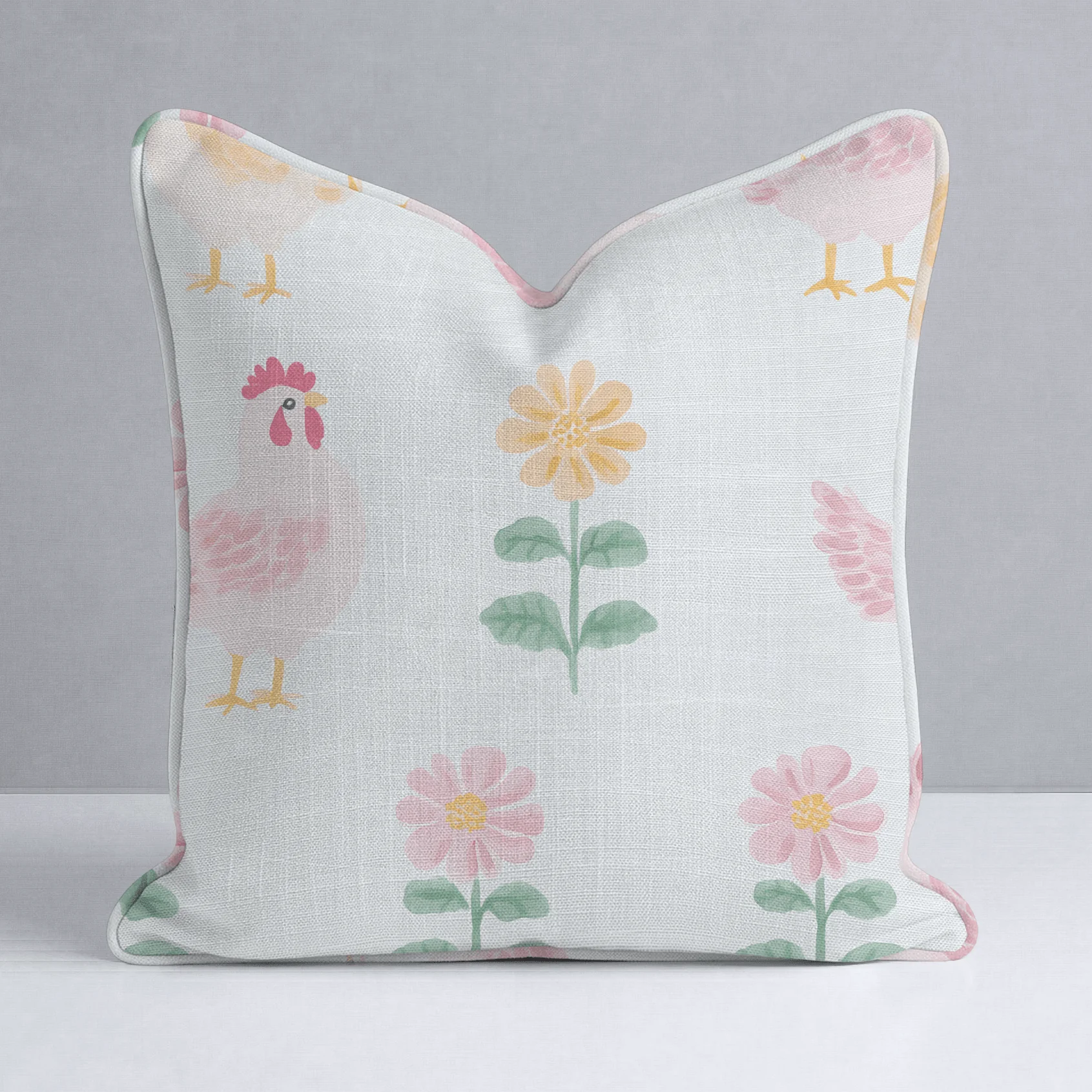 Rosy Roosters Throw Pillow - Image 12