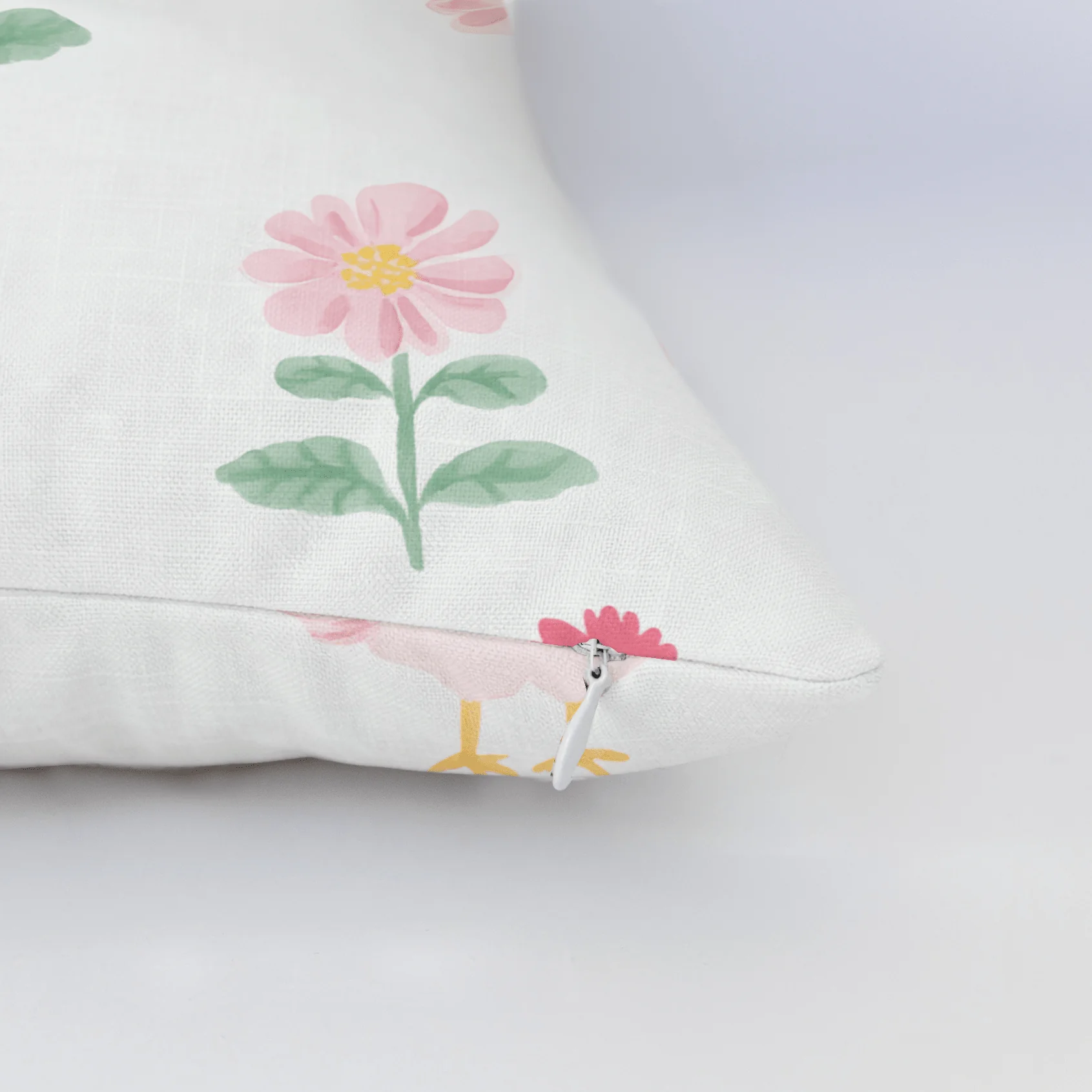 Rosy Roosters Throw Pillow - Image 5
