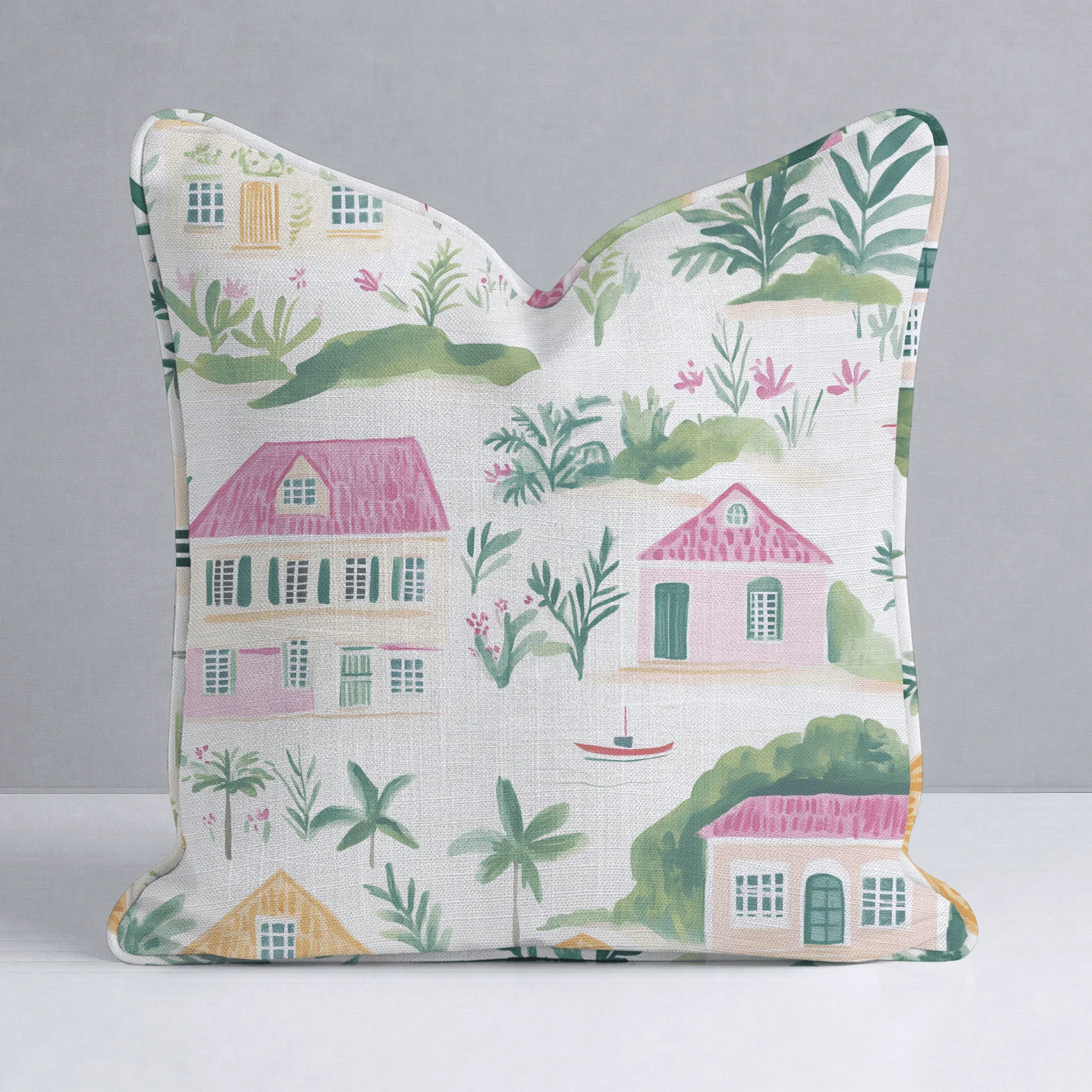 Seaside Village Throw Pillow