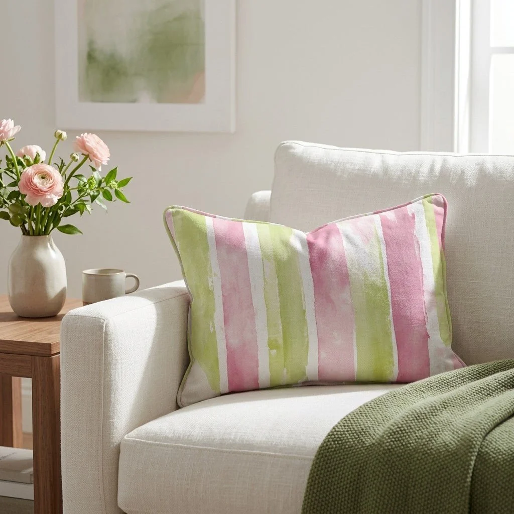 Striped Meadow Throw Pillow - Image 3