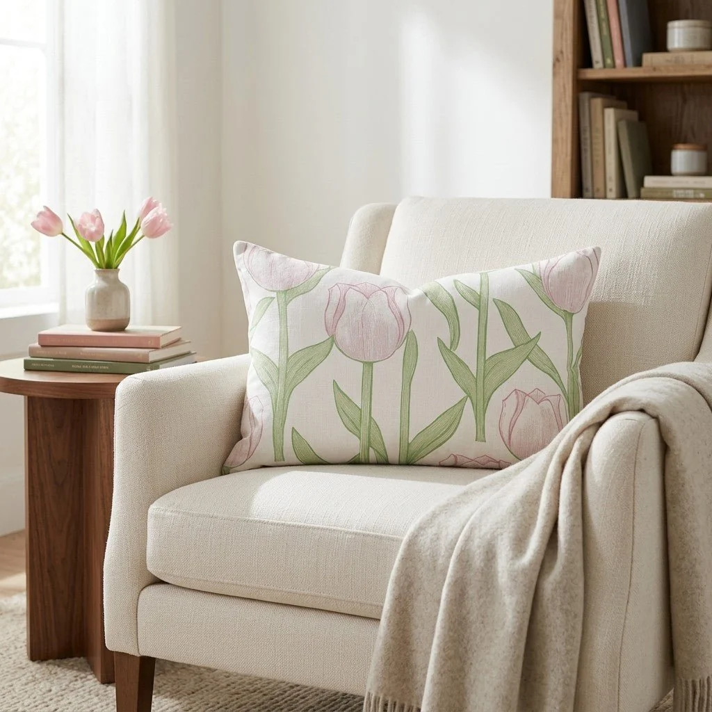 Tulip Meadow Throw Pillow - Image 3